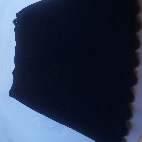 EUC DKNY black lambs wool tie waist KNIT skirt w/scalloped hem size S - Picture 7 of 10